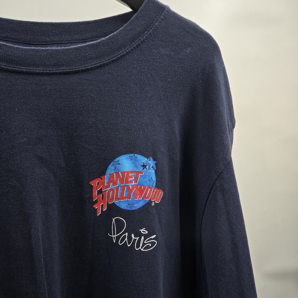 Planet Hollywood Paris T-Shirt Shirt 1998 Navy Blue Medium XXL 100% Cotton